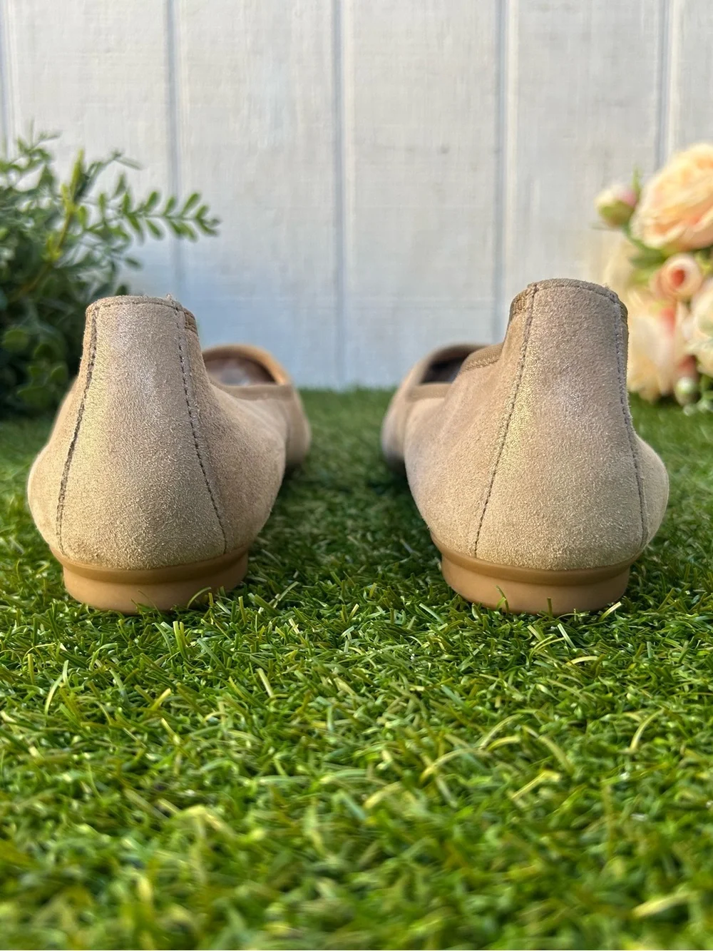 Paul Green Ursula Ballet Flat In Cashmere Suede Metallic women size US 9 $398